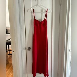 spaghetti strap sweetheart neck red cocktail dress